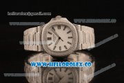 Patek Philippe Nautilus Miyota 9015 Automatic Diamonds/Steel Case with White Dial and Stick Markers (AAAF)