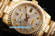 Rolex Datejust Oyster Perpetual Automatic Full Gold with White Dial and Diamond Marking-Small Calendar