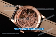 Patek Philippe Complicated Skeleton Asia Automatic Rose Gold Case with Skeleton Dial and Black Leather Strap (GF)