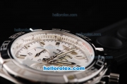 Breitling Chronomat B01 Chronograph Quartz Movement Silver Case with White Dial and White Subdials-Black Rubber Strap