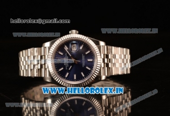 Rolex Datejust 37mm Swiss ETA 2836 Automatic Steel Case with Jubilee Steel Bezel Blue Dial Stick Steel Bracelet