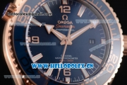 Omega Seamaster Planet Ocean 600M Clone Omega 8900 Automatic Rose Gold Case with Blue Dial and Stick/Arabic Numeral Markers (EF)