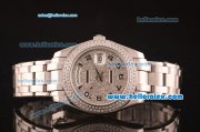 Rolex Day-Date Oyster Perpetual Automatic Full Diamond Bezel and Dial,Black Number Marking and Big Calendar