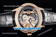 Audemars Piguet Millenary Miyota 9015 Automatic Rose Gold Case White Dial With Roman Numeral Markers Black Leather Strap