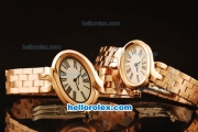 Cartier d'Art Swiss Quartz Full Rose Gold with White Dial and Roman Markers