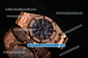 Audemars Piguet Royal Oak Chronograph Swiss Valjoux 7790 Automatic Rose Gold/Diamonds Case with Blue Grids Dial Diamonds Bezel and Stick Markers (EF)