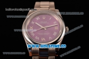 Rolex Air King Asia 2813 Automatic Full Steel with Purple Dial and Roman Numeral Markers