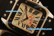 Cartier Santos 100 Swiss ETA 2671 Automatic Steel Case with PVD Bezel and Black Rubber Strap - 1:1 Original