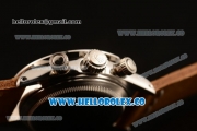 Rolex Daytona Vintage Edition Chrono Miyota OS20 Quartz Steel Case with Silver Dial and Brown Leather Strap