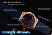 Omega Constellation Swiss ETA Quartz Rose Gold Case with Blue Dial and Blue Rubber Strap