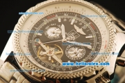 Breitling for Bentley Motors Automatic Tourbillon SS Case with Black Dial and Stainless Steel Strap-Stick Markers