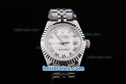 Rolex Datejust Oyster Perpetual Automatic Movement ETA Case with White Dial and Roman Markers