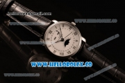 BlancPain Villeret Miyota 9015 Automatic Steel Case with White Dial and Black Leather Strap - (AAAF)