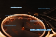 Rolex Cellini Swiss Quartz Rose Gold Case with Grey Dial and Black Leather Strap-Roman Markers