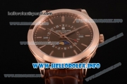 Patek Philippe Grand Complications Perpetual Calendar Miyota Quartz Rose Gold Case with Brown Dial and Rose Gold Stick Markers