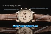 Omega Speedmaster'57 Co-Axial Chronograph Clone Omega 9300 Automatic Steel Case with White Dial Brown Leather Strap and Stick Markers (EF)