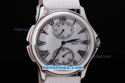 Patek Philippe Classic White Bezel and Dial with Black Marking and White Leather Strap