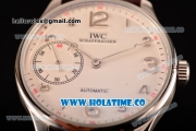 IWC Portugieser Hand-Wound Asia 6497 Manual Winding Steel Case with White Dial Brown Leather Strap and Silver Arabic Numeral Markers