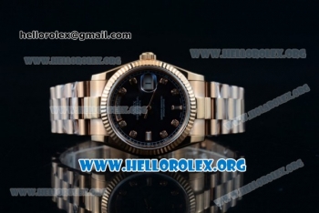 Rolex Day-Date Swiss ETA 2836 Automatic 18K Rose Gold Case with Blue Dial Diamonds Markers and 18K Rose Gold Bracelet (BP)