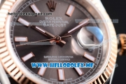 Rolex Datejust Clone Rolex 3135 Automatic Two Tone Case/Bracelet with Stick Markers and Grey Dial (BP)