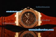 Audemars Piguet Royal Oak Offshore Chronograph Swiss Valjoux 7750 Automatic Movement Rose Gold Case with Brown Dial and Leather Strap