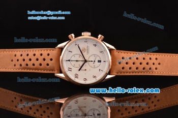 Tag Heuer Carrera Heritage Chrono Miyota OS10 Quartz Rose Gold Case with Brown Leather Strap White Dial