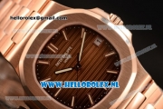 Patek Philippe Nautilus 9015 Auto Rose Gold Case with Brown Dial and Rose Gold Bracelet - 1:1 Origianl