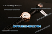 BlancPain Villeret Miyota 9015 Automatic Rose Gold Case with White Dial and Black Leather Strap (ZF)