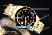 Rolex Submariner Clone Rolex 3135 Automatic Yellow Gold Case/Bracelet with Black Dial and Dot Markers (BP)