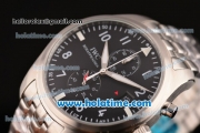 IWC Pilots Chrono Miyota Quartz Full Steel with Black Dial and White Arabic Numeral Markers