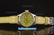 IWC Big Pilot's Power Reserve Asia ST20 Automatic Steel Case with Green Dial and Green Leather Strap - 7750 Coating