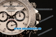 Rolex Daytona Chrono Swiss Valjoux 7750 Automatic Steel Case with White Dial and Steel Bracelet - 1:1 Origianl (AR)