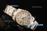 Rolex Oyster Perpetual Date Automatic Movement ETA Coating Case with White Dial and Steel Strap