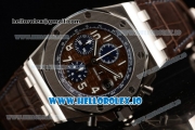 Audemars Piguet Royal Oak Offshore Clone AP Calibre 3126 Automatic Movement Steel Brown Dial and Arabic Numeral Markers Leather Strap (JF)