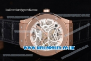 Hublot Classic Fusion Skeleton Asia Automatic Rose Gold Case with Skeleton Dial and Black Leather Strap