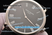 Patek Philippe Calatrava Miyota OS2035 Quartz Steel Case with Roman Numeral Markers and Black Dial