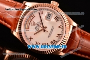 Rolex Day-Date Asia 2813/Swiss ETA 2836/Clone Rolex 3135 Automatic Rose Gold Case with Roman Numeral Markers and White MOP Dial (BP)