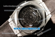 Hublot Big Bang Sang Bleu 9015 Automatic Steel Case with Black Dial Arabic Numeral Markers and Genuine Leather Strap