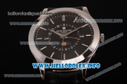 Patek Philippe Grand Complications Perpetual Calendar Miyota Quartz Steel Case with Black Dial and Silver Stick Markers