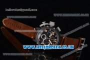 U-Boat Chimera Chrono Japanese Miyota OS10 Quartz PVD Case with Black Dial Yellow Second Hand and Brown Leather Strap