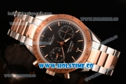 Omega Speedmaster '57 Co-Axial Chronograph Clone Omega 9301 Automatic Two Tone Case/Bracelet with Rose Gold Stick Markers and Black Dial (EF)