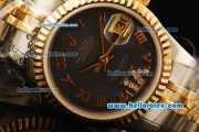 Rolex Datejust Automatic Movement ETA Coating Case with Gold Bezel and Gold Roman Numerals