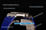 Audemars Piguet Royal Oak Lady Swiss Quartz Steel Case with Blue Leather Strap Blue Dial and Stick Markers