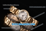 Cartier Ballon Bleu De Small Swiss Quartz Yellow Gold Case/Bracelet with Silver Dial and Black Roman Numeral Markers