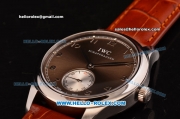 IWC Portuguese Swiss ETA 2836 Automatic Steel Case with Brown Dial and Brown Leather Strap