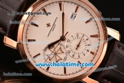 Vacheron Constantin Malte Asia Automatic Rose Gold Case with Brown Leather Strap and White Dial