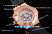 Hublot Big Bang Chrono Clone HUB4100 Automatic Rose Gold Case with Black Rubber Strap and Black Dial - 1:1 Original