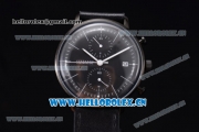 Junghans Max Bill Chronoscope Miyota OS10 Quartz PVD Case Black Dial Black Leather Strap and Stick Markers