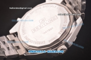 Breitling Chronomatic Chrono Swiss Valjoux 7750 Manual Winding Movement Steel Case and Strap with Blue Dial