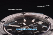 Hublot Big Bang Diamond Bezel HUB4100 Steel Case with Black Dial and Black Leather Strap-1:1 Original